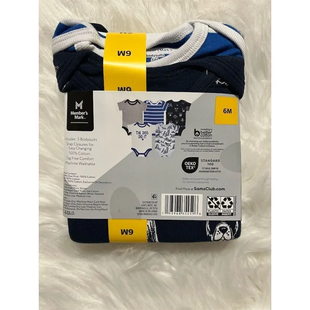 🆕Member's Mark 5-Pack Baby Bodysuits Onesies Size 6M